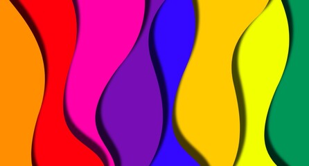 Multi layers soft colorful texture 3D papercut layers in gradient wallpaper banner. Abstract paper cut art background design for website template. concept or smooth origami paper cut