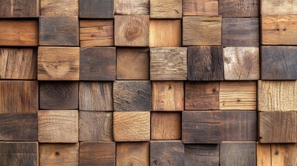 Rustic Wooden Block Wall Pattern Design