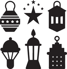 Fototapeta premium Set of vector icons and symbols featuring religious buildings and landmarks including churches, temples, mosques, castles, and city skylines for design use