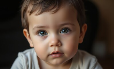 Close-up of a baby with blue eyes