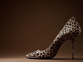 Obraz premium A brown and black leopard print high heel shoe