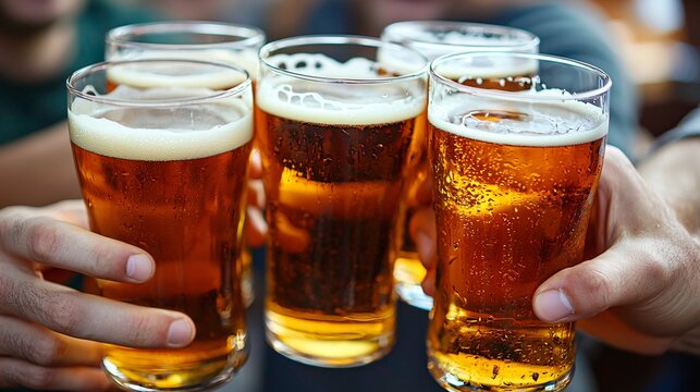 Group of friends clinking glasses at a party celebrating personal milestones and joyful achievements Stock Photo with side copy space