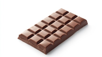 Milk chocolate bar with whole hazelnuts broken into equal pieces on a clean white background for confectionery and dessert themes