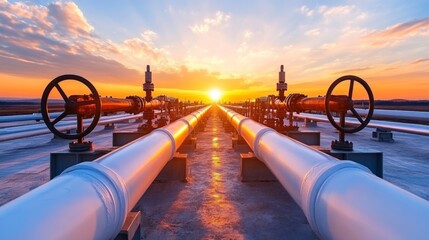 High-Tech Fuel Refinery at Sunset