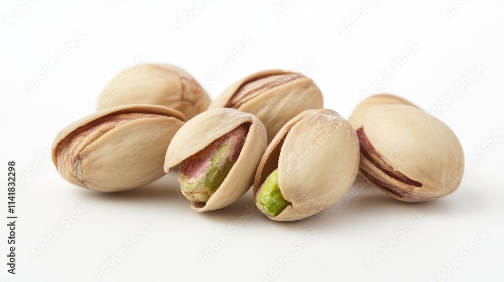 Poster pistachios in their shells with a focus on textures and colors for food and healthy snacking concept