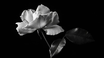 Elegant monochrome rose showcasing delicate petals and rich textures against a dark background for timeless beauty and sophistication.
