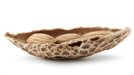 Obraz premium almonds in natural shell displayed on textured surface emphasizing organic shape and earthy tones for culinary or health themed concepts