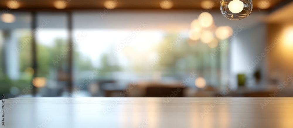 Poster modern interior design abstract background with blurred depth and warm lighting creating an inviting