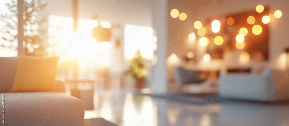 Poster modern interior space with soft focus blurred background creating an inviting and atmospheric ambian