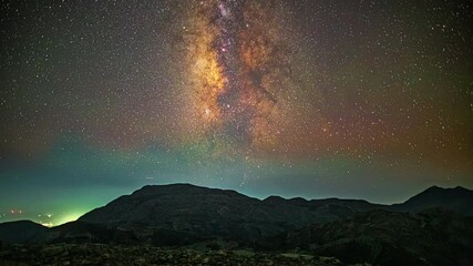 Galaxy starry night Milky Way skyline time-lapse stars over sky Crete island Greece