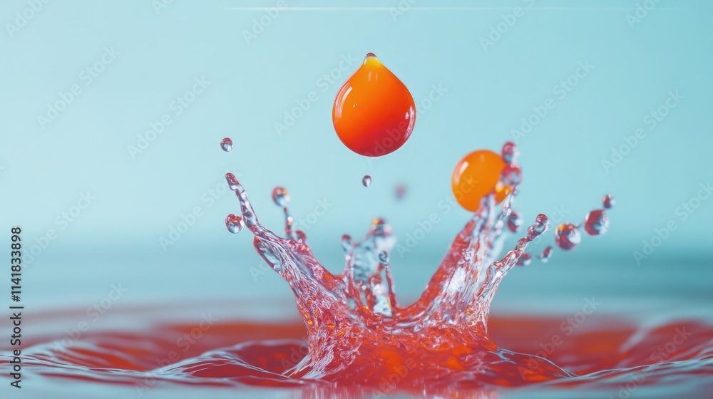 Poster water droplet splashing on liquid surface capturing dynamic motion and vibrant colors in a visually 