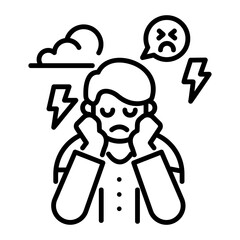 A line icon of a person having anxiety 