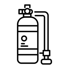Oxygen cylinder icon in line style 