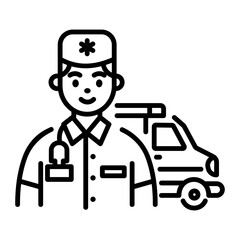 Paramedic icon in linear style 
