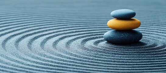 mindful living concept. A zen garden with raked sand and stones representing inner peace, focus, and mental clarity, mindful living wellness mental clarity, symbolic mindfulness space