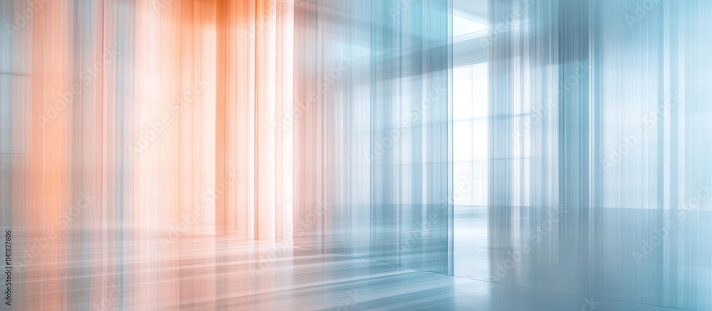Poster abstract blurred curtain walls in soft colors and gentle lines creating a modern art aesthetic for c
