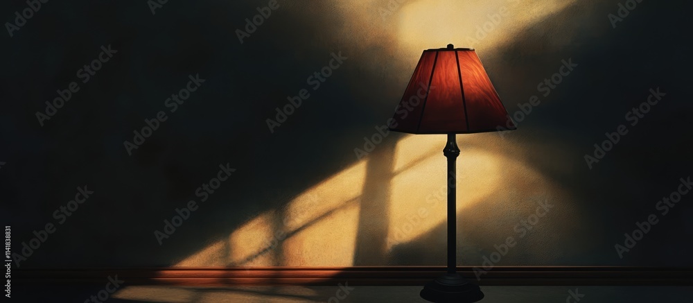 Poster exploration of light and shadow from a modern electric lamp showcasing intricate forms and textures 