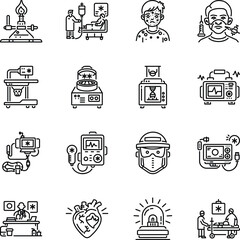 Bundle of Linear Style Medical Equipment Icons 

