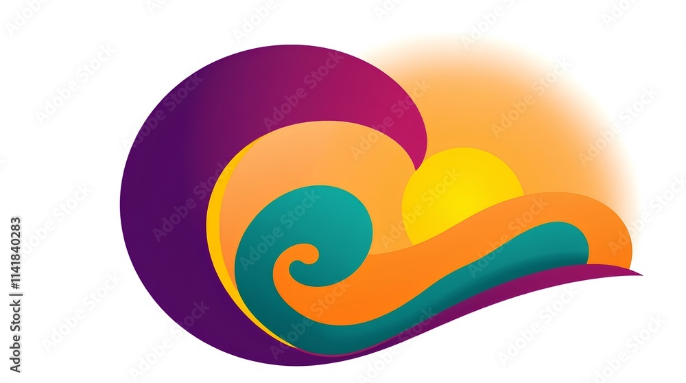 Poster colorful and modern abstract design with overlapping curves and gradients