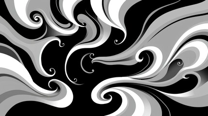 Fototapeta premium abstract swirling design in black and white tones with fluid and dynamic motion