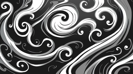 elegant black and white swirls with a dynamic flow, sophisticated and artistic abstract design, suitable for modern and stylish backgrounds