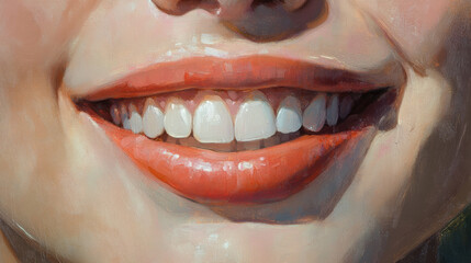 Fototapeta premium The Role of Lips and Teeth in Conveying Emotion Through a Smile.
