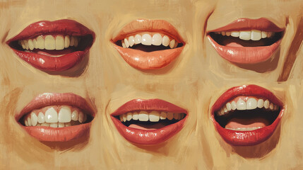 Obraz premium The Role of Lips and Teeth in Conveying Emotion Through a Smile.