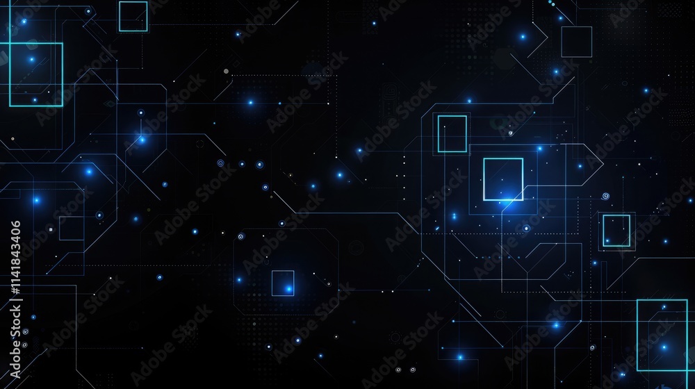 Poster a digital abstract background featuring glowing lines and shapes, ideal for tech-related designs.