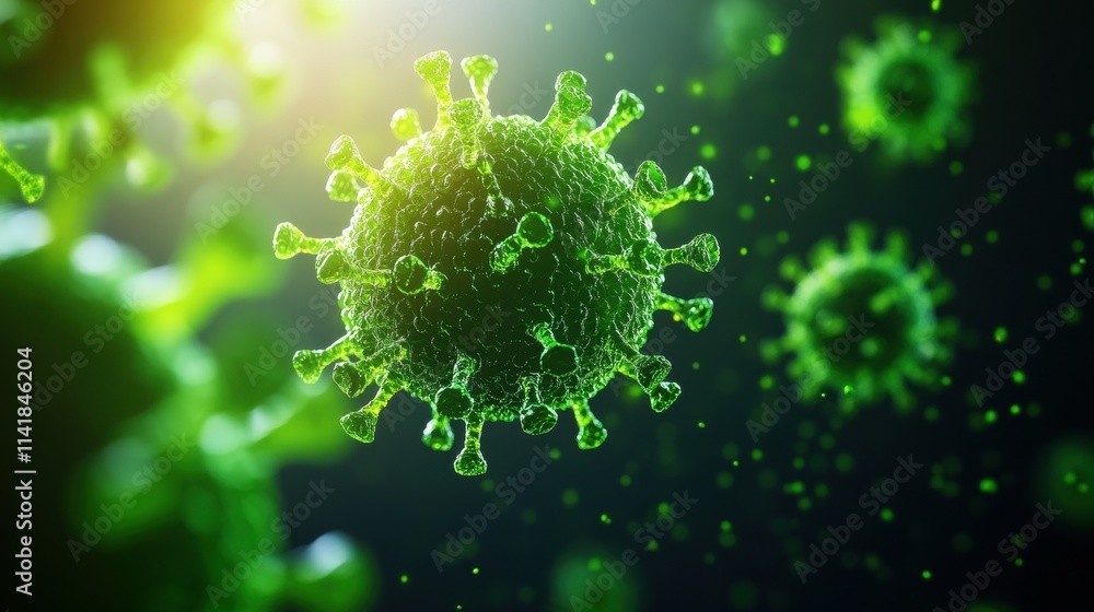 Aufkleber exploring covid-19 virus structure scientific research lab 3d visualization dark background macro pe