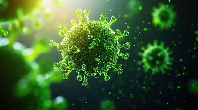 Exploring covid-19 virus structure scientific research lab 3d visualization dark background macro perspective