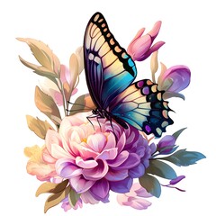 colorful butterfly and flowers