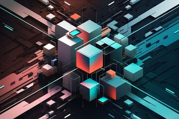 Abstract background 3d cubes cubic elements and blocks techno or business concept for wallpaper banner background landing page