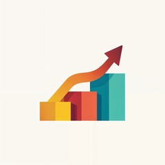 Colorful Business Growth Bar Chart with Upward Arrow
