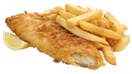 fish and chips isolated on white