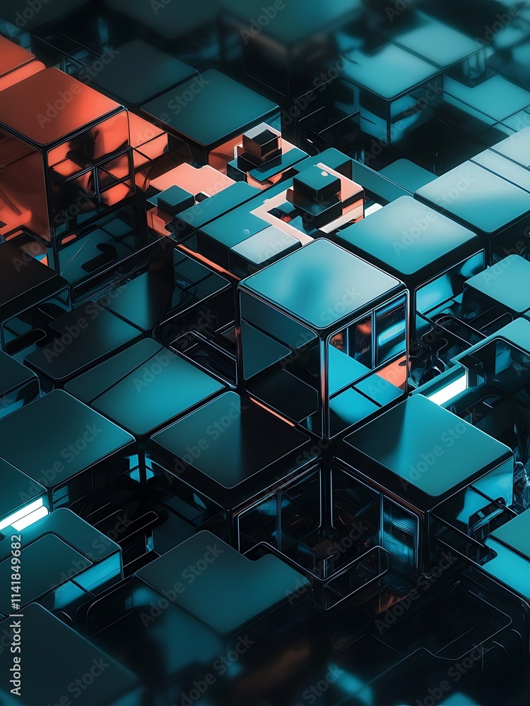 Poster abstract background 3d cubes cubic elements and blocks techno or business concept for wallpaper bann