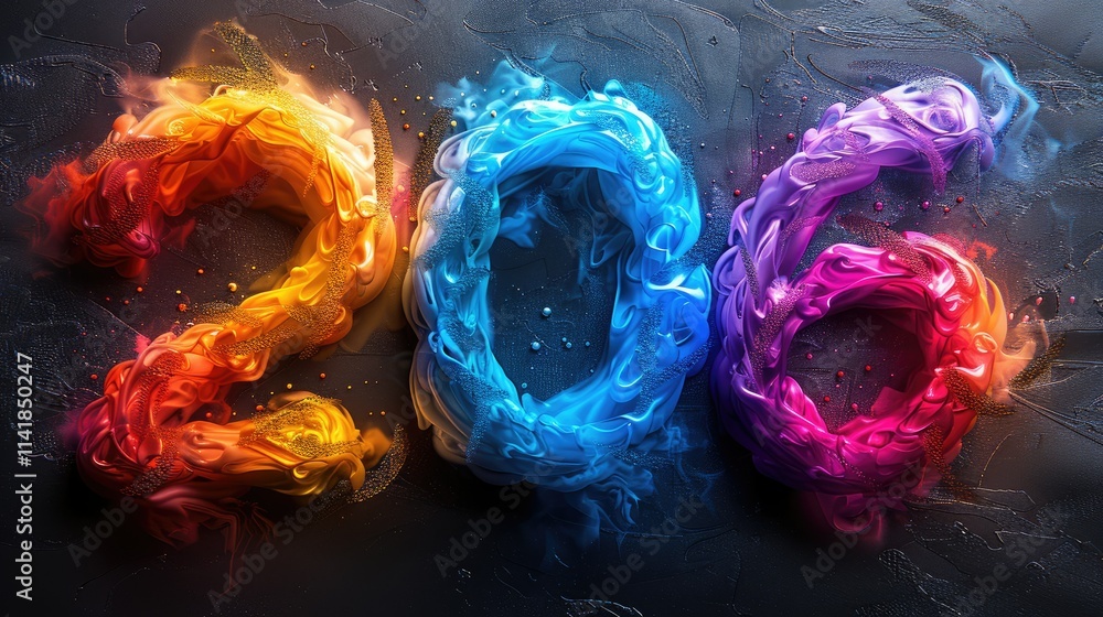 Poster colorful smoke forms the numbers 206, creating a vibrant and dynamic visual effect.