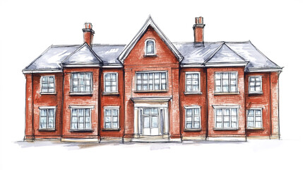 Fototapeta premium traditional school building with classic architectural design and red brick