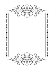 Frame in eastern tradition. Stylized with henna tattoos decorative pattern for decorating covers for book, notebook, casket, magazine, postcard and folder. Flower border in mehndi style.
