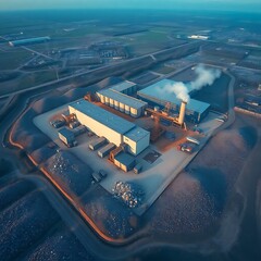 Usine de traitement des déchets vue aérienne