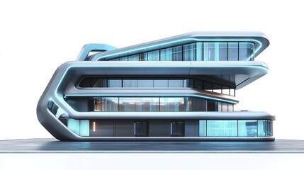 Imaginative futuristic school building with sleek design and glass