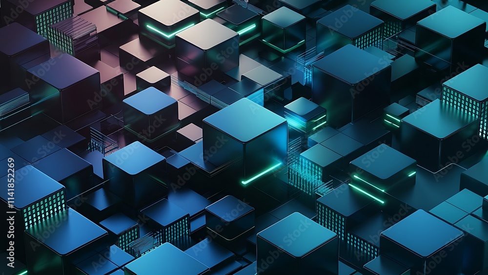 Poster abstract background 3d cubes cubic elements and blocks techno or business concept for wallpaper bann