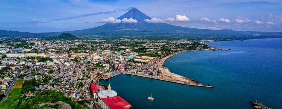 Embarcadero Legazpi City Port costal Panorama with a mayon volcano view in albay Philippines