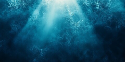 Fototapeta premium Glowing light blue ray abstract dark grainy background noise texture poster header backdrop cover design, Generative AI