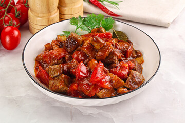 Pork with vegetables and oyster sauce