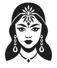 Beautiful girl portrait, Line Drawing Digital sketch, hand drawing vector Illustration