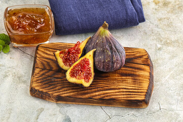 Purple ripe fig with cut