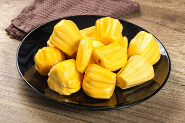 Raw ripe yellow jackfruit segment