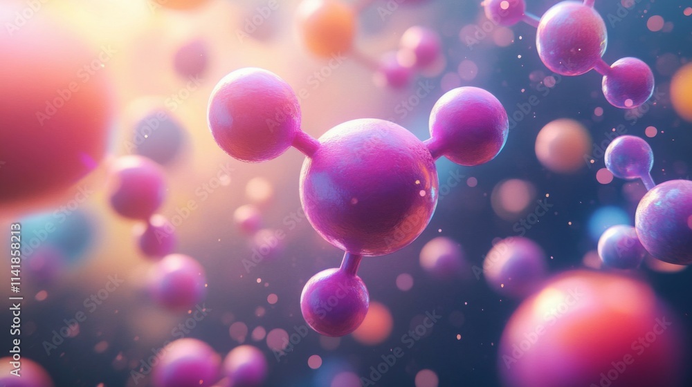 Poster abstract molecular structure rendering in vivid hues