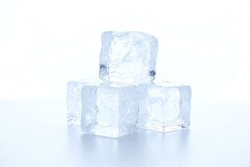 ice cubes arranged on white background