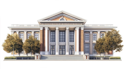 Obraz premium grand university library building with classical architecture and trees